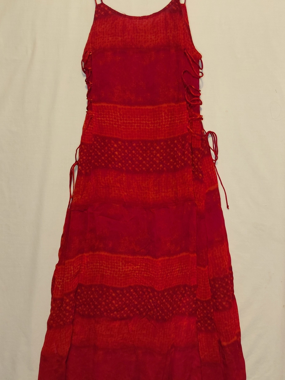 Vintage Gantos Red Sleeveless Strappy Scoop Neck Maxi Dress Women’s Size Medium